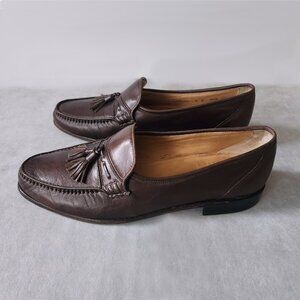 Men’s Bally Parawet Brown Leather Lambskin Tasseled Loafers Size 9D